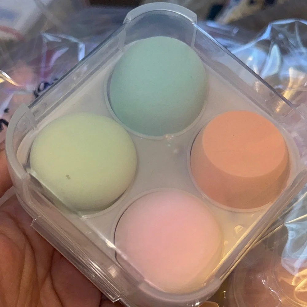 New  Beauty 4 Piece Large Makeup Sponge‎ Set, Multicolor in case